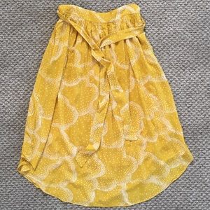 Anthropologie yellow cotton midi skirt size Medium